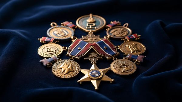 Quels symboles de médailles peuvent indiquer les récompenses militaires ?